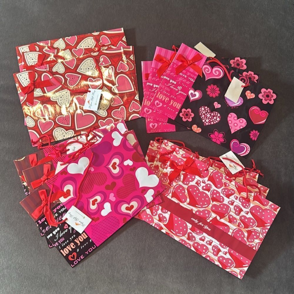 Gift Bag Bundle of 12 Valentine’s Day Birthday or Special Occasion Gift Bags NEW
